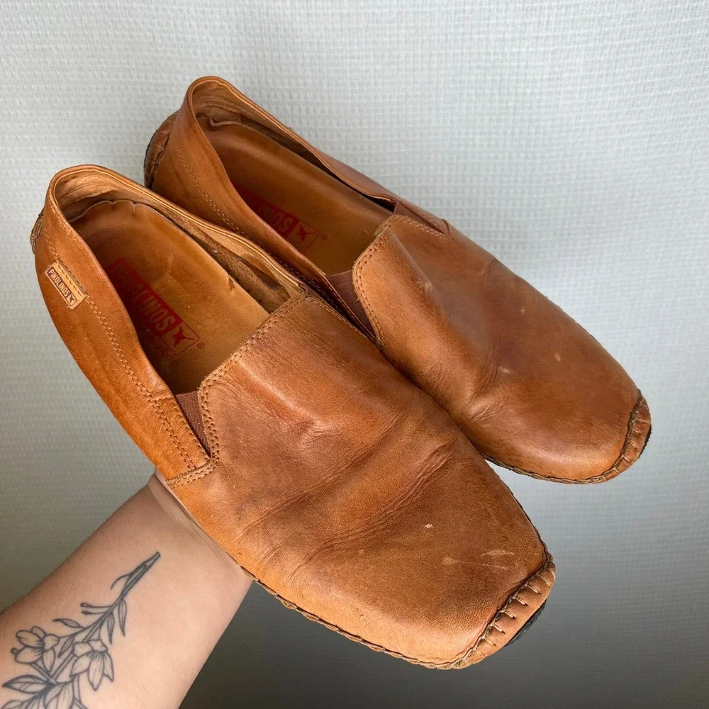 Pikolinos Jerez Mens Tan Leather Slip On Driving Loafers Shoes Size 9-9.5